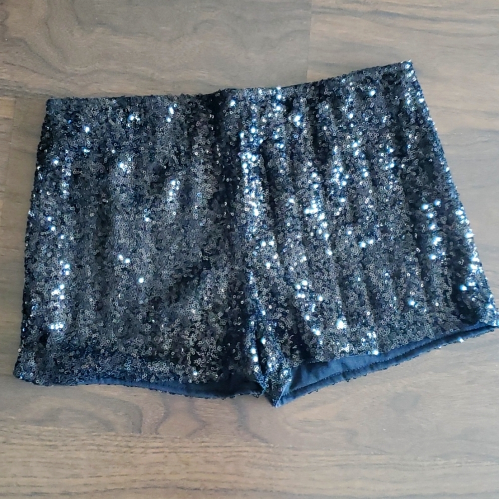 Sequins Black Shorts